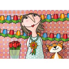 Postkaart: Felicitatievrouw