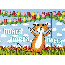 Postkaart: Hoera tulpenslinger