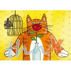 Postkaart: Roos met kat