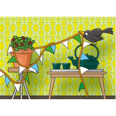 Postkaart: vogel met slinger