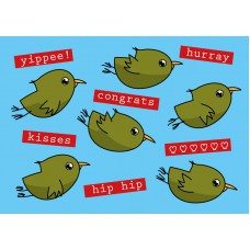 Postkaart: felicitatie vogeltjes