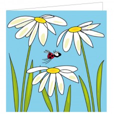 Vierkante kaart: Bloemen en lieveheersbeestje