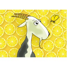 Postkaart: Geit met vlinder